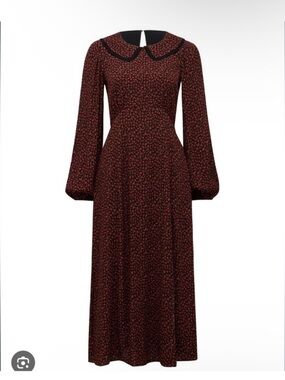 Ever New Burgundy Floral Maxi Dress with Black Peter Pan Collar